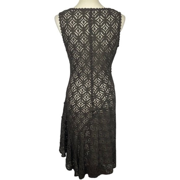 Nic + Zoe Dress Womens Small‎ Grey Taupe Crochet Lace Overlay Slip Asymmetrical - Picture 6 of 13